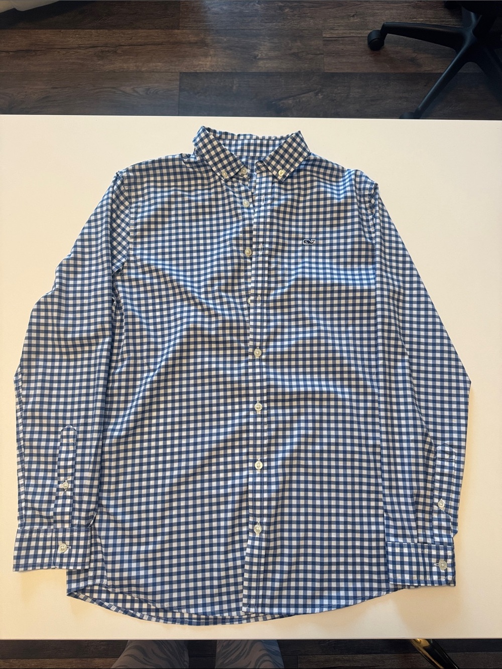 Vineyard Vines Navy and White Gingham Button-Down Shirt